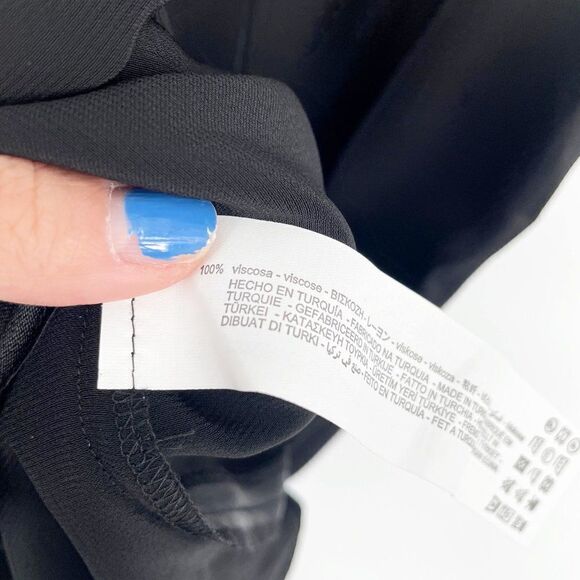 ZARA Drawstring Satin Flowy Wide Leg Palazzo Pants Black Women's XS NEW - Picture 8 of 8